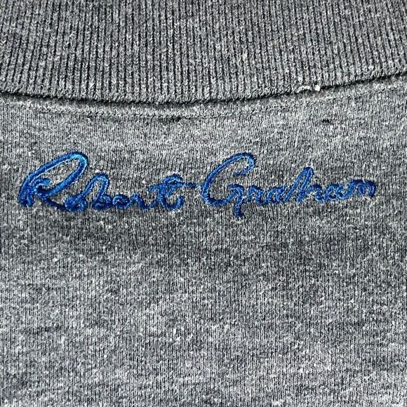 Robert Graham Grey Stripe Trim Quarter Zip Sweater Sz XL - Picture 5 of 9